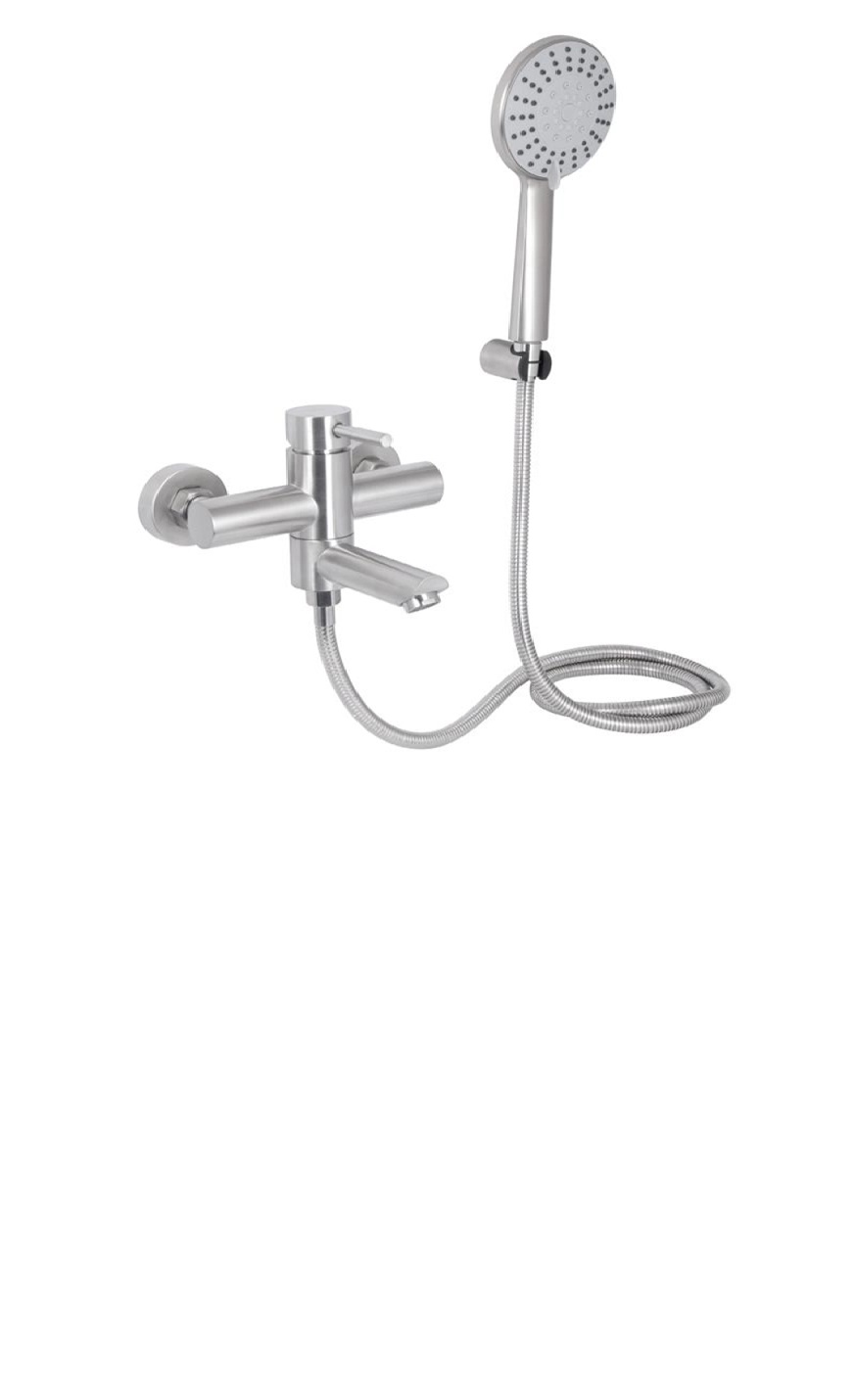 Змішувач для ванни Aria 006, Nickel (k35) з поворотним виливом та душовим гарнітуром LDARI006NKS34940 Lidz